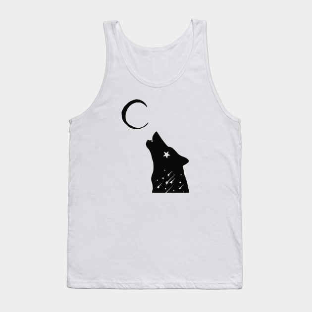 Wolf howling at moon Tank Top by MysticMoonVibes